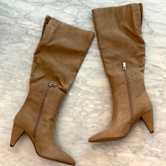 Jessica Simpson Byrnee Pointed Toe Knee High Boots Sandstone Microsuede Sz 5 New - Picture 4 of 13